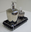 bandeja artesanalle pérola dupla preta - cromada 10x20 cm