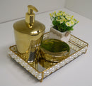 bandeja artesanalle pérola dupla - gold 15x25 cm