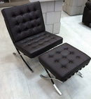 poltrona + puff barcelona em couro