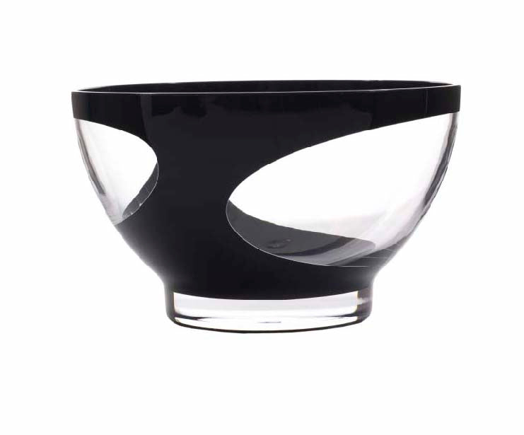 saladeira transparente em acrilico e preto