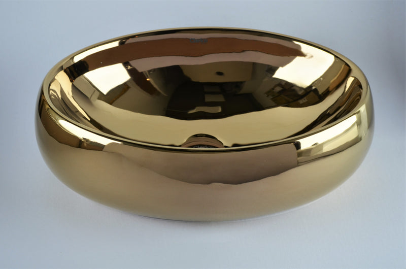 cuba de cerâmica com efeito metalizado rosê gold