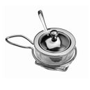 queijeira de vidro com tampa e colher de aço black- 16x10cm