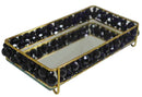 bandeja artesanalle pérola dupla preta - gold 10x20 cm