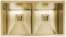 cuba retangular dupla dourada aço inox 304