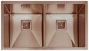 cuba retangular dupla rose gold em aço inox 304