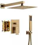 conjunto de ducha com misturador e ducha manual dourado