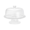 prato p/ bolo cristal de chumbo c/pé e tampa pearl 32x35cm