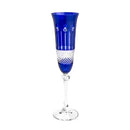 cj e taças cristal ecológico lapidado p/ champagne alexandra/asio  cobalto 190ml