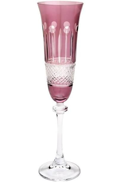cj 6 taças cristal ecológico lapidado p/ champagne alexandra/asio ametista 190ml