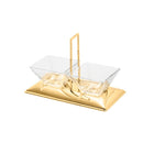 petisqueira dupla de vidro e aço inox torcello dourado