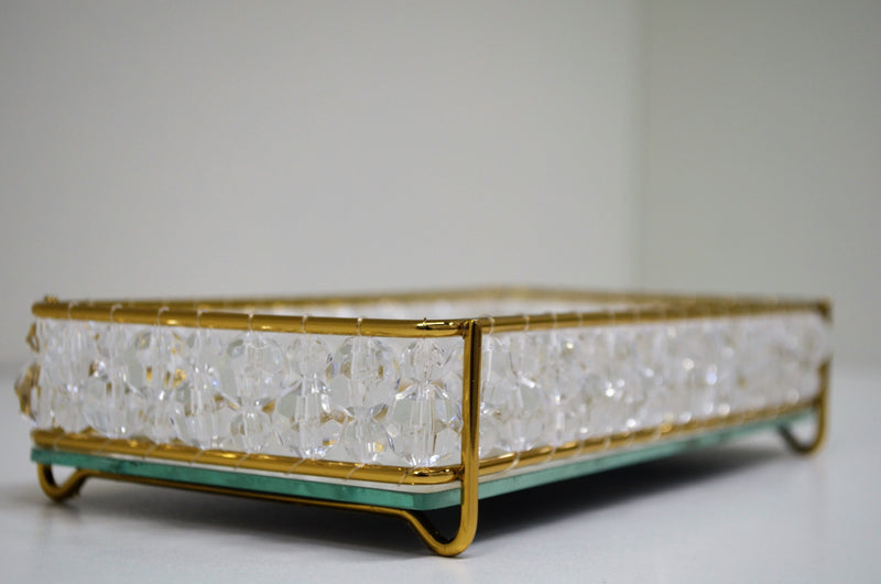 bandeja artesanalle cristal duplo - golden 10x20 cm