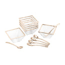 conjunto 6 bowls de vidro c/6 colheres e aro rose torcello