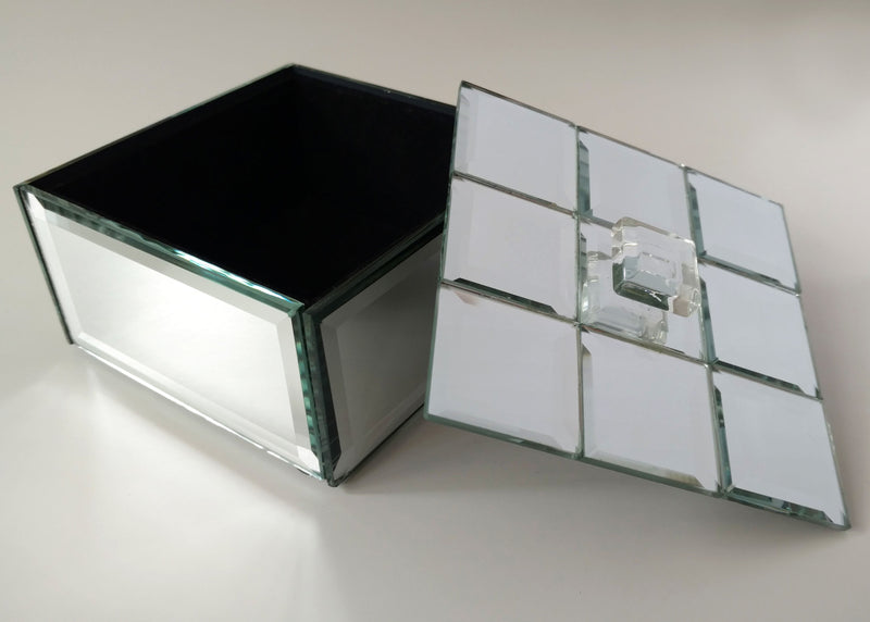 porta jóias espelho bisotê quadrado (10x10x6cm)